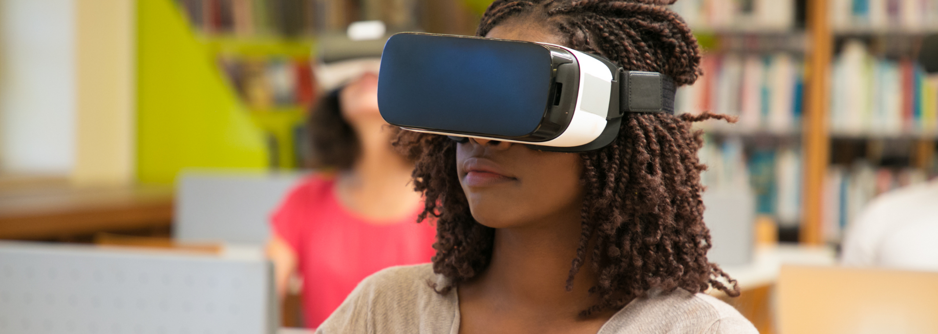 Picture of a student wearing VR/AR headset