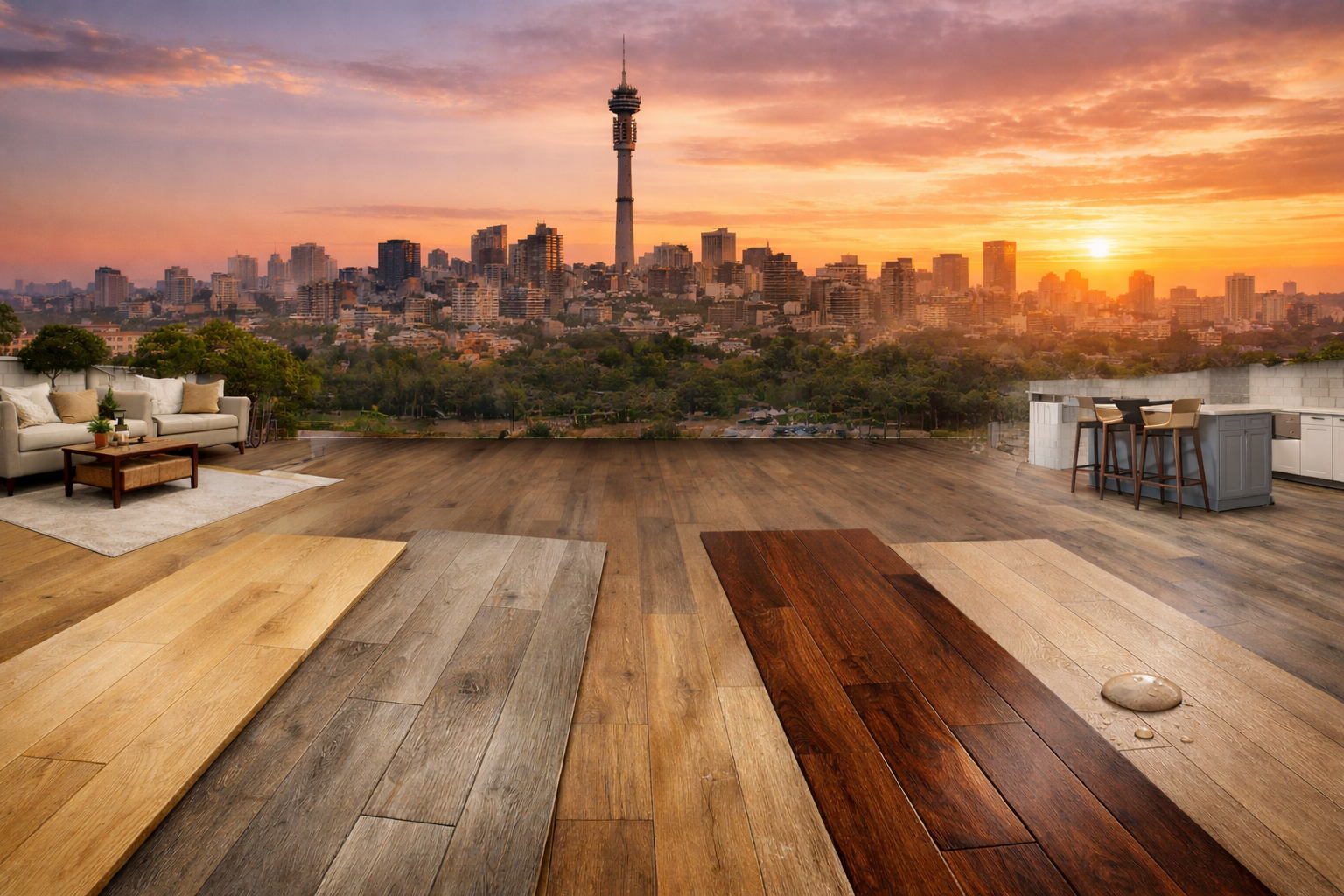 Best laminate flooring options in Gauteng including oak, grey and walnut laminate flooring styles