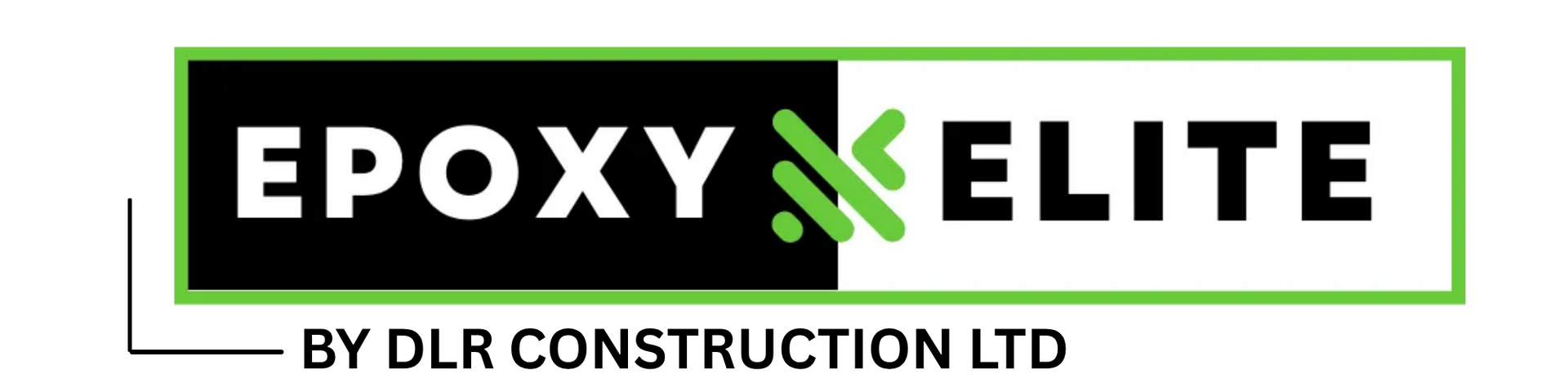 Logo for Epoxy Elite by DLR Construction Ltd, featuring the brand name in white and black text with a green icon.