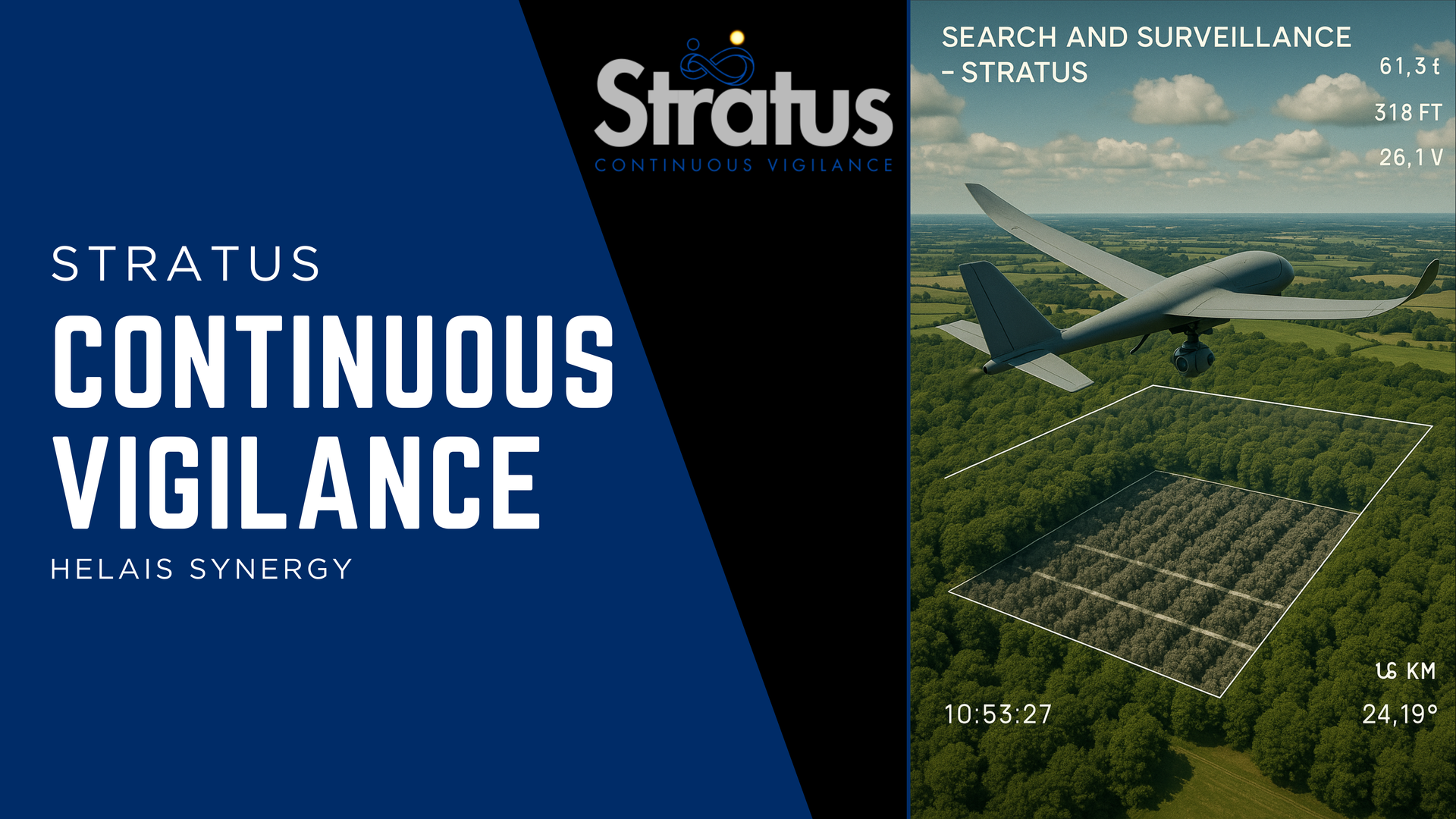 An advertisement for stratus continuous vigilance shows a plane flying over a forest