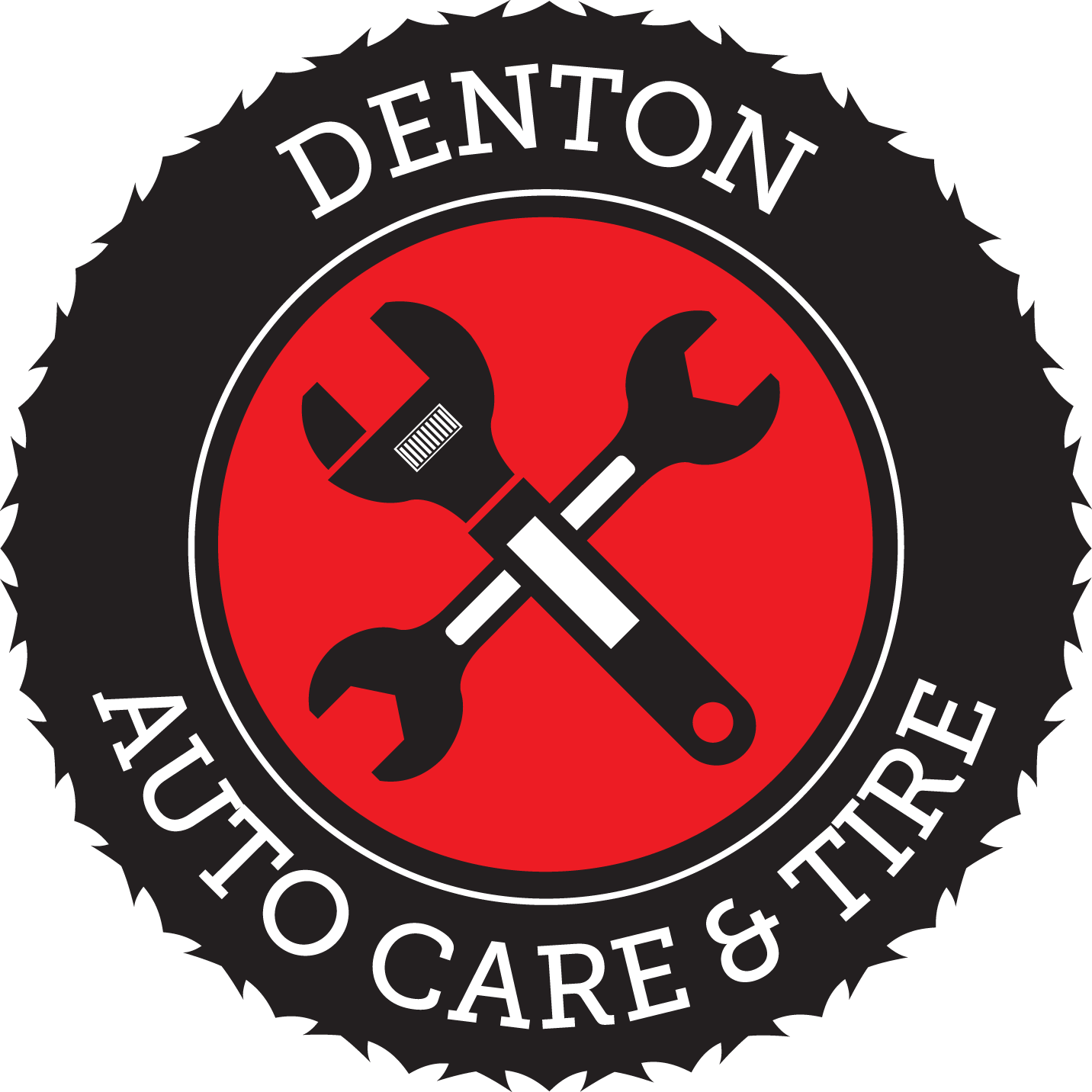 A logo for denton auto care and tire