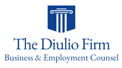Logo for The Diulio Firm, a law firm. Features a blue column icon and firm name.