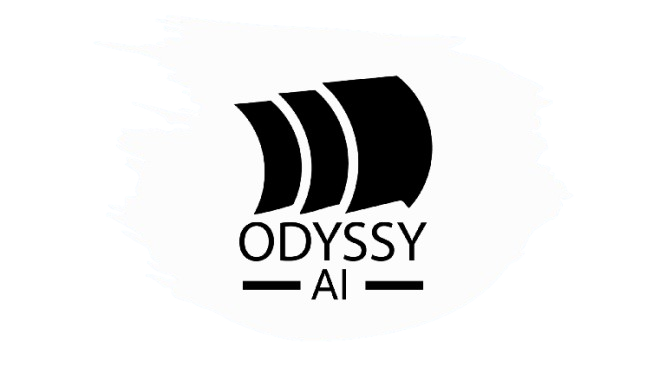 Odyssy AI Inc. Black logo of three stylized sails over