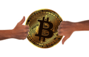 bitcoin with thumbs up and down