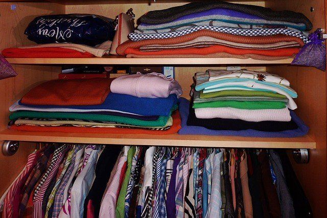 clothing in shelve
