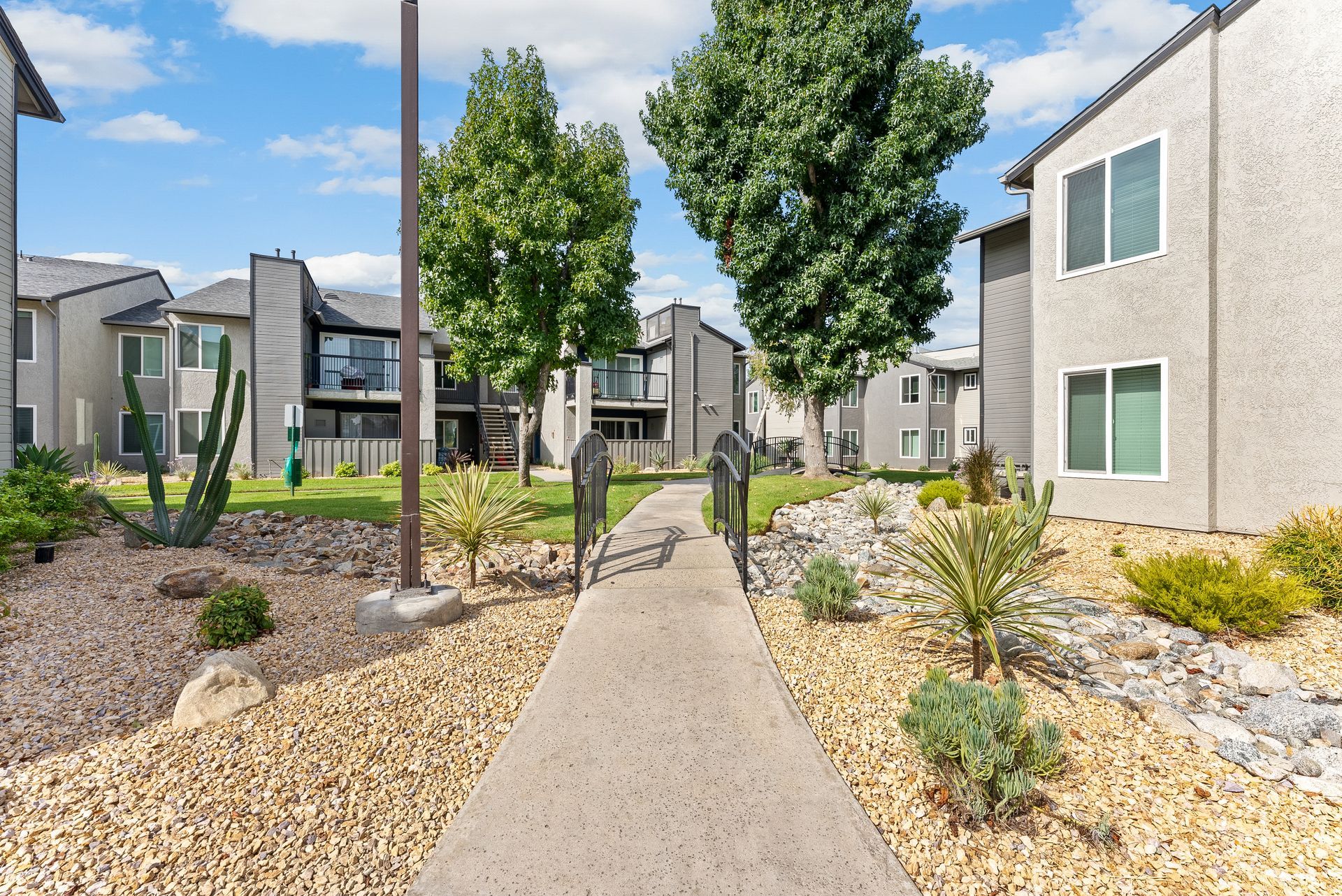 The James walkway with bridge and rocks