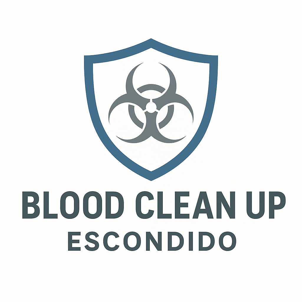 Logo: blue shield with biohazard symbol, text