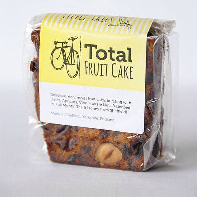 A Fruit Cake label shown on the product