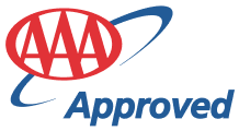 AAA Approved logo with red AAA letters and blue swoosh text on white background | Mears Automotive