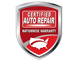 Certified Auto Repair shield logo in red, white, and silver with nationwide warranty text and U.S. map icon | Mears Automotive