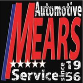 Automotive Mears Service logo with bold red lettering, black background, and stars; includes “since 1956” text | Mears Automotive