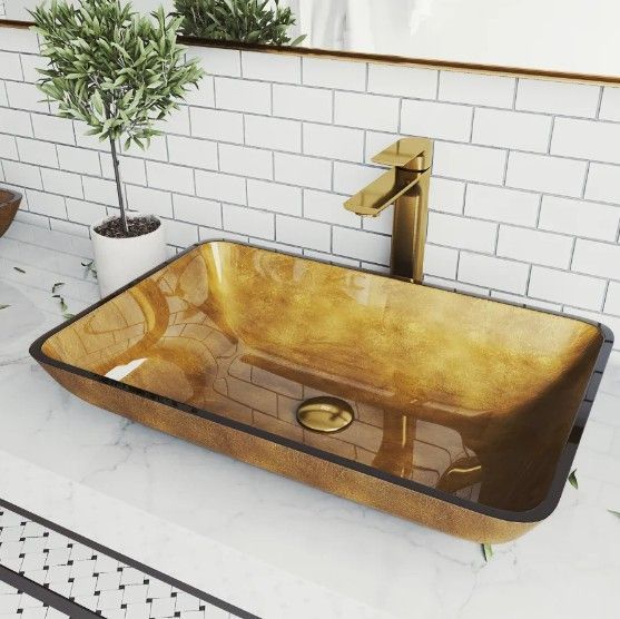 Vigo copper glass vessel bathroom sink