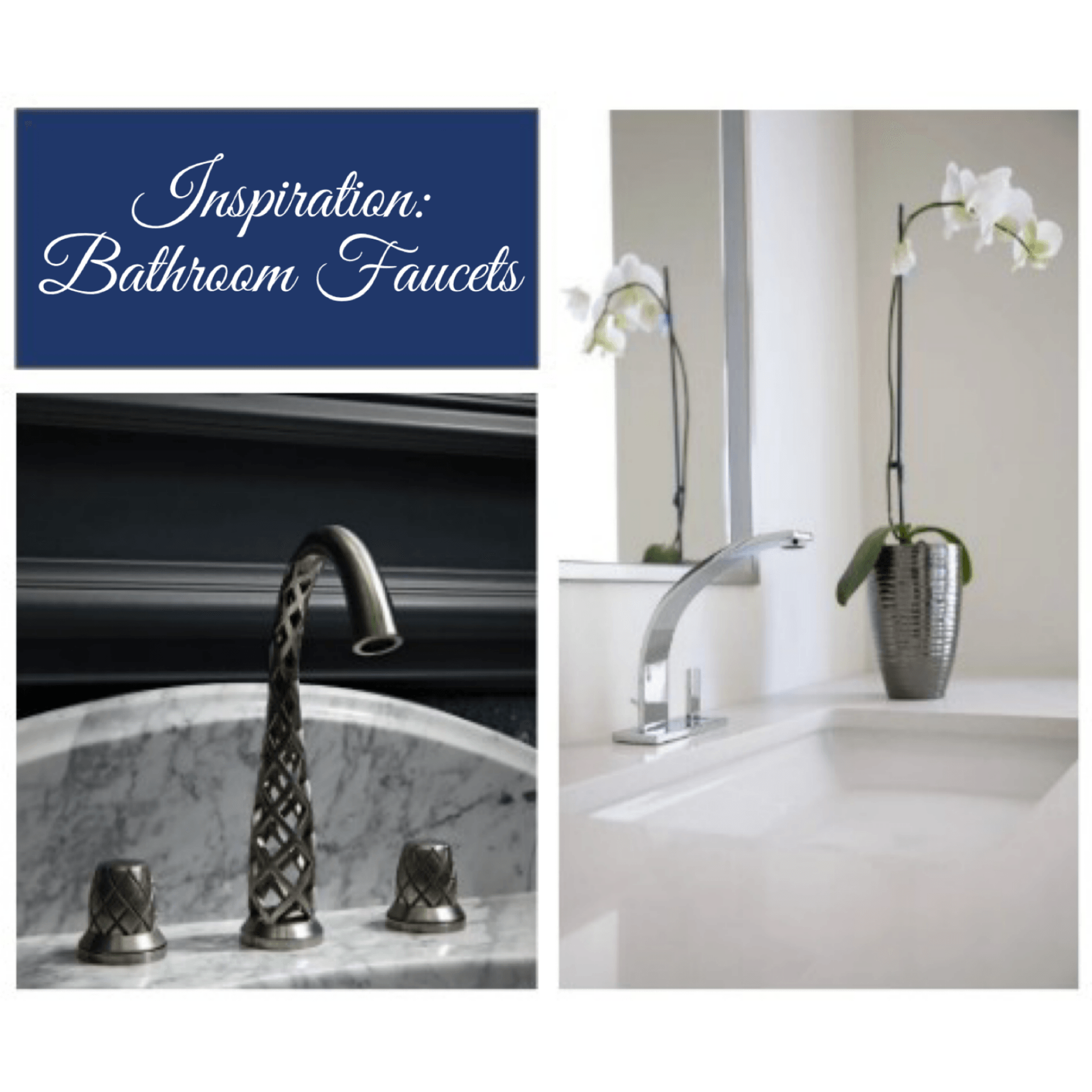 A collage of pictures of bathroom faucets and sinks