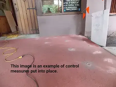 Drilling of floor to allow chemical insertion to under floor dirt.