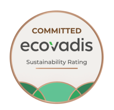A logo for committed ecovadis sustainability rating