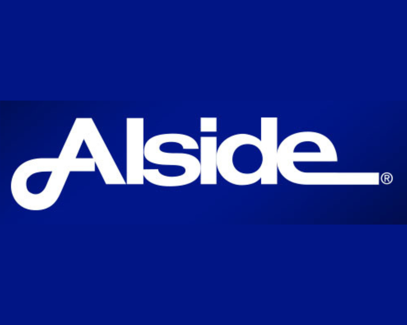 The alside logo is on a blue background