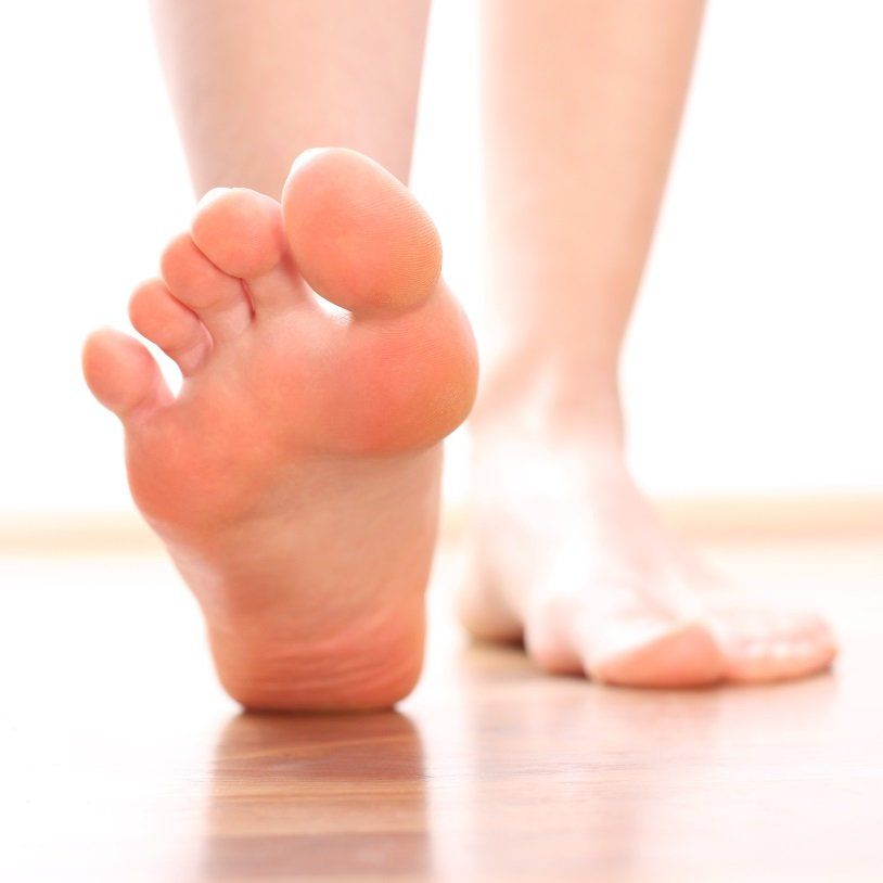 Close up shot of woman's bare feet