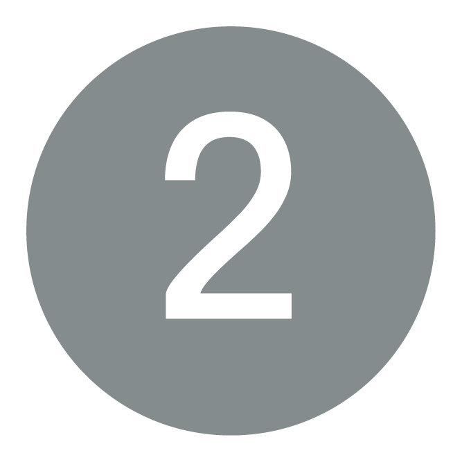 White number two centered on a solid gray circular background.