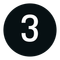 The number three in white, centered inside a black circle.