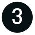 The number three in white, centered inside a black circle.