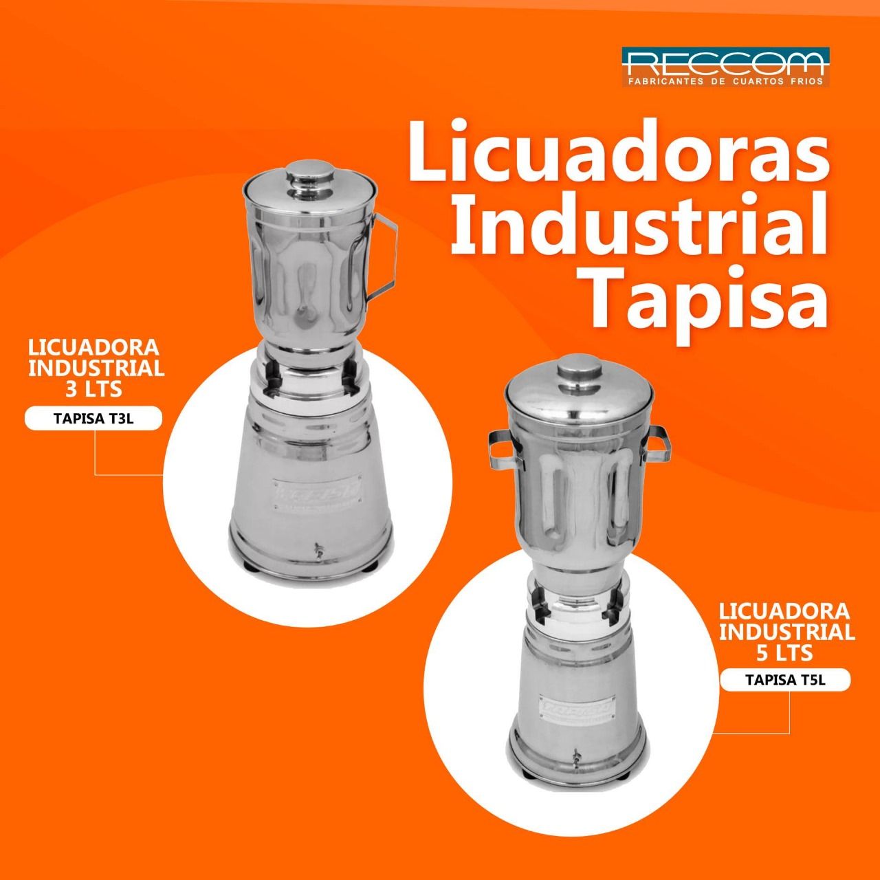 Un anuncio de licuadoras industriales tapisa muestra dos licuadoras.