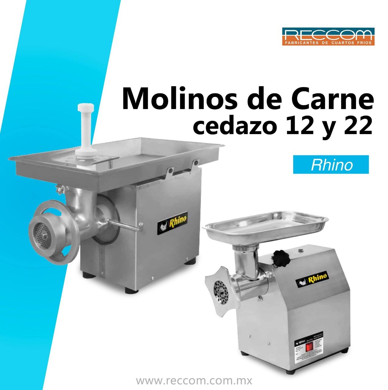 Una imagen de una picadora de carne de rinoceronte sobre un fondo azul