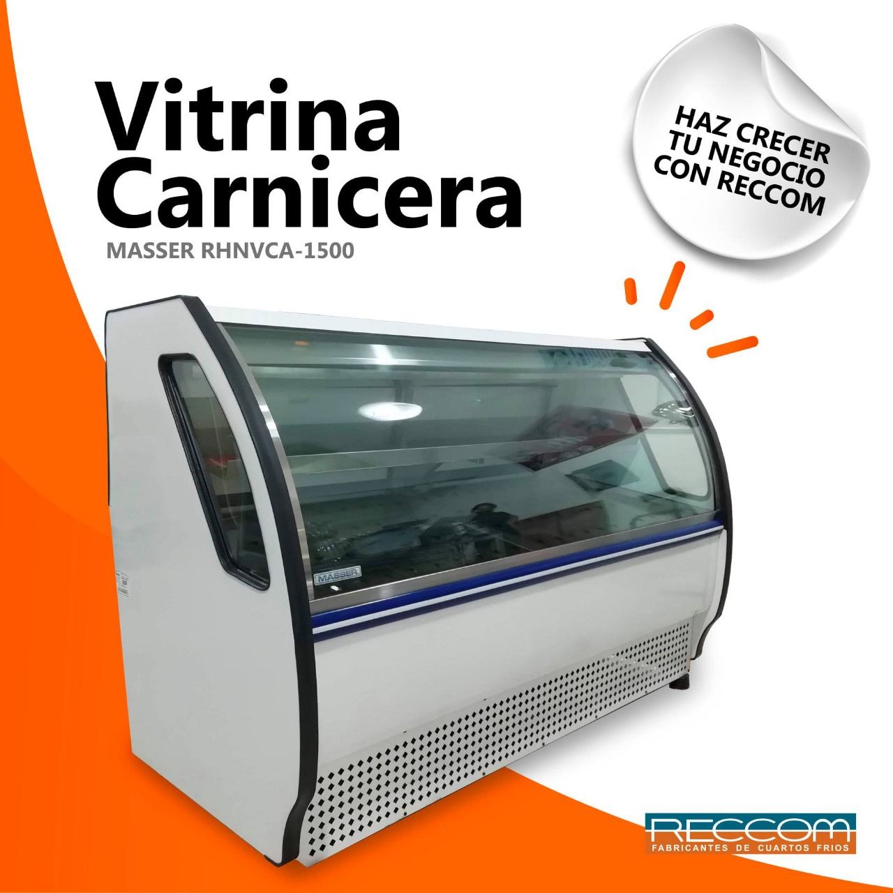 Anuncio de una vitrina carnicera.