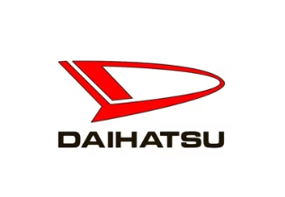 Logotipo de Daihatsu: forma de "D" estilizada roja y texto "DAIHATSU" sobre fondo blanco.
