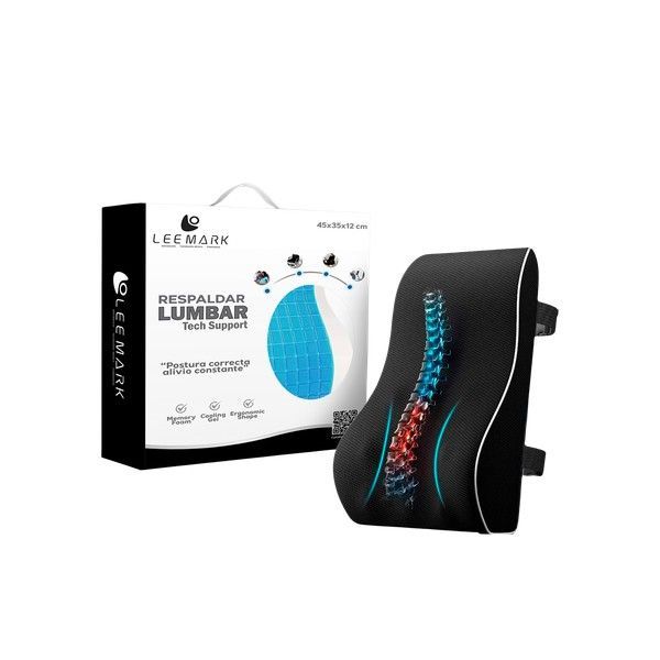 COJÍN LUMBAR ORTOPÉDICO VISCOELÁSTICO CON GEL Y MALLA TRANSPIRABLE