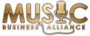 a gold logo for the music business alliance