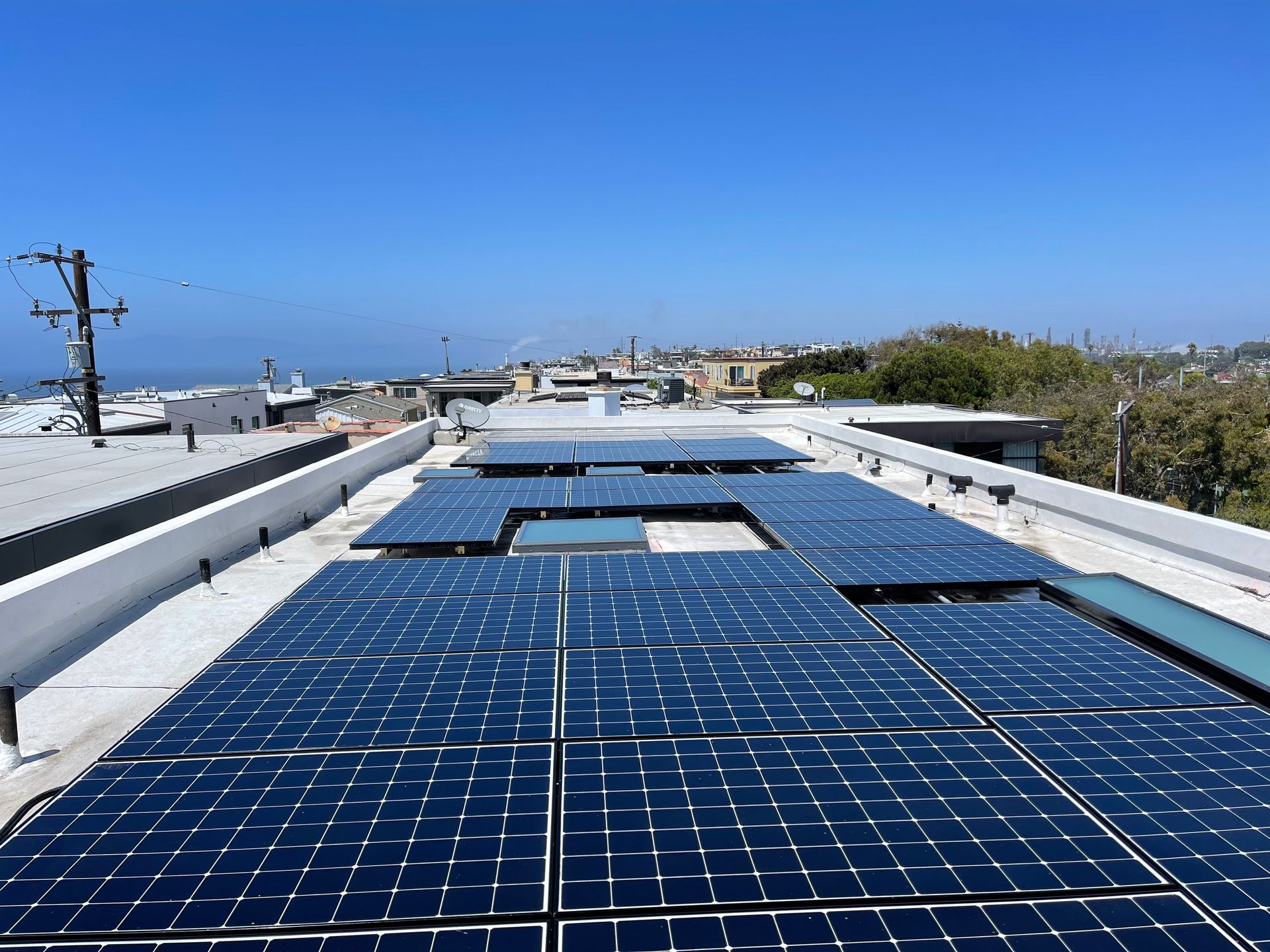 a roof with a lot of solar panels on it