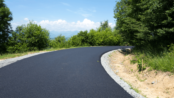 a freshly laid asphalt road in Texas