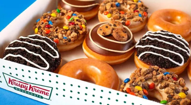 A box of assorted donuts from krispy kreme