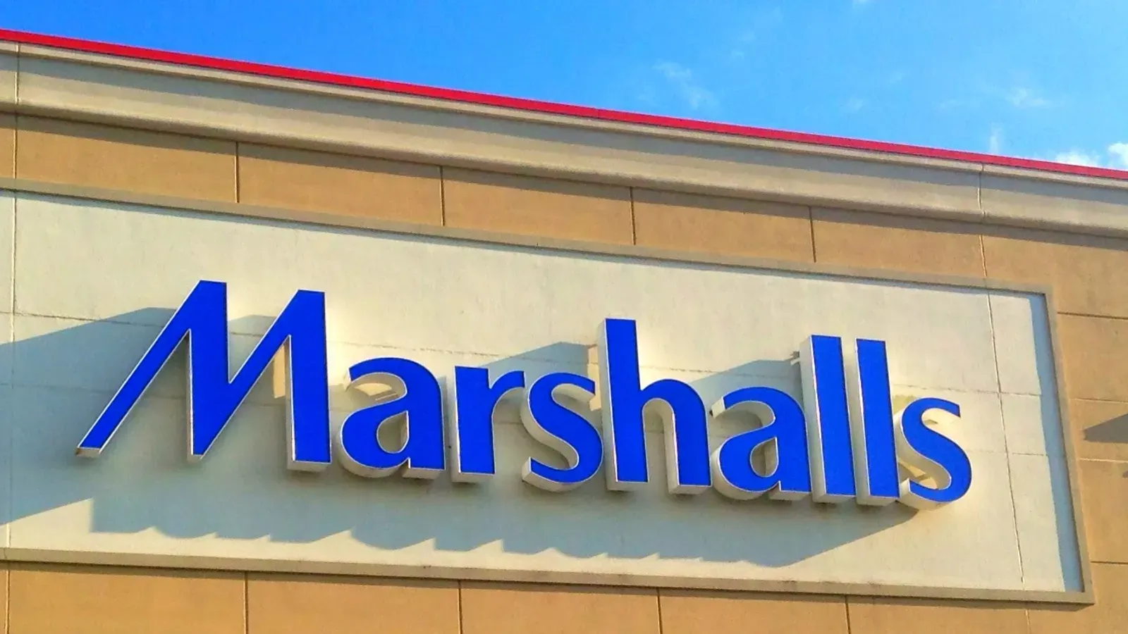 A sign on the side of a building that says marshalls