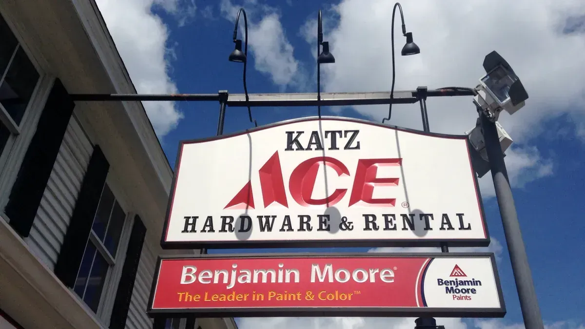 A sign for katz ace hardware and rental