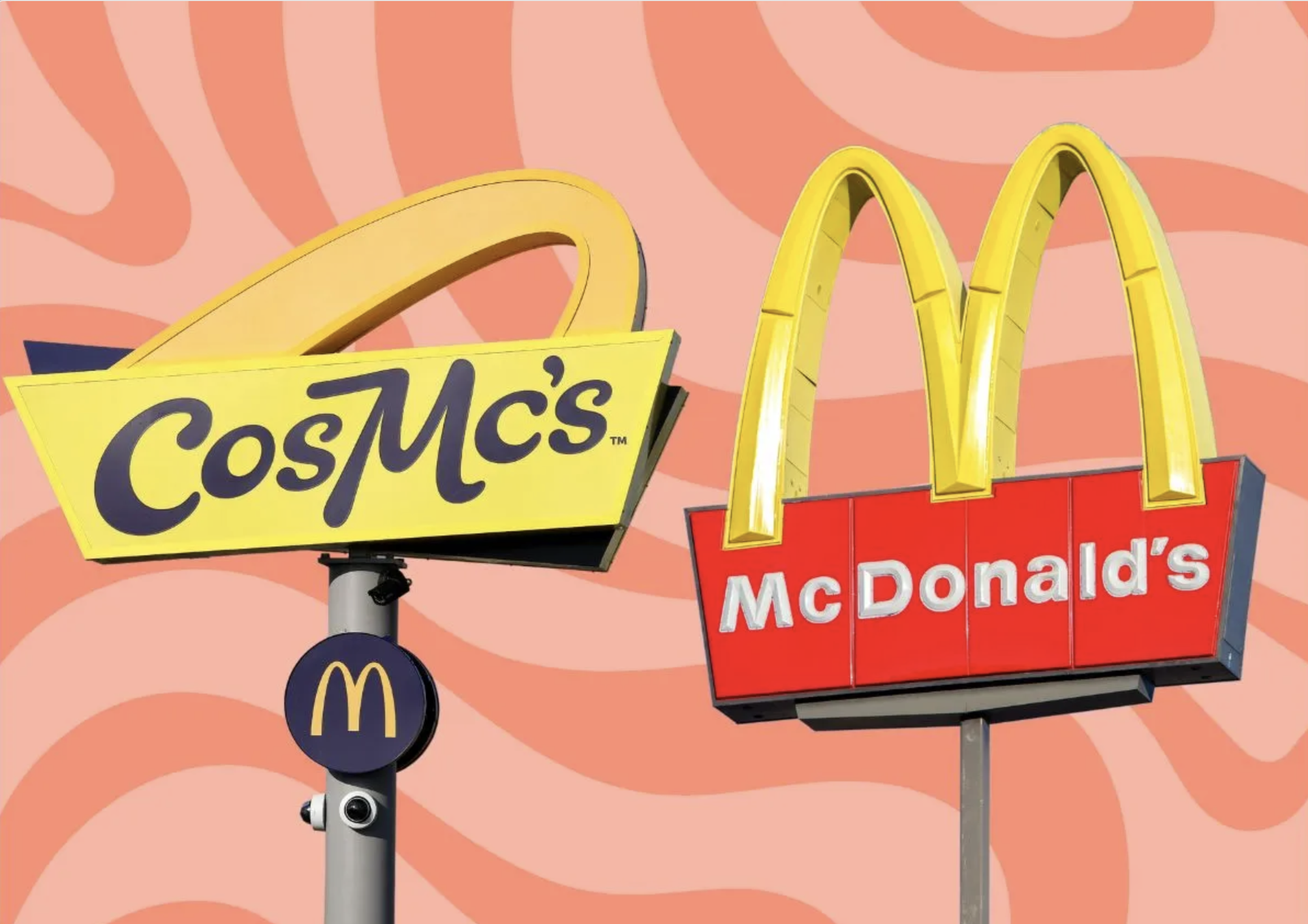 A mcdonald 's sign next to a cosmos sign