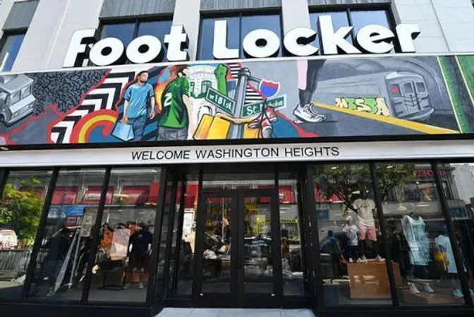 The front of a foot locker store in washington heights