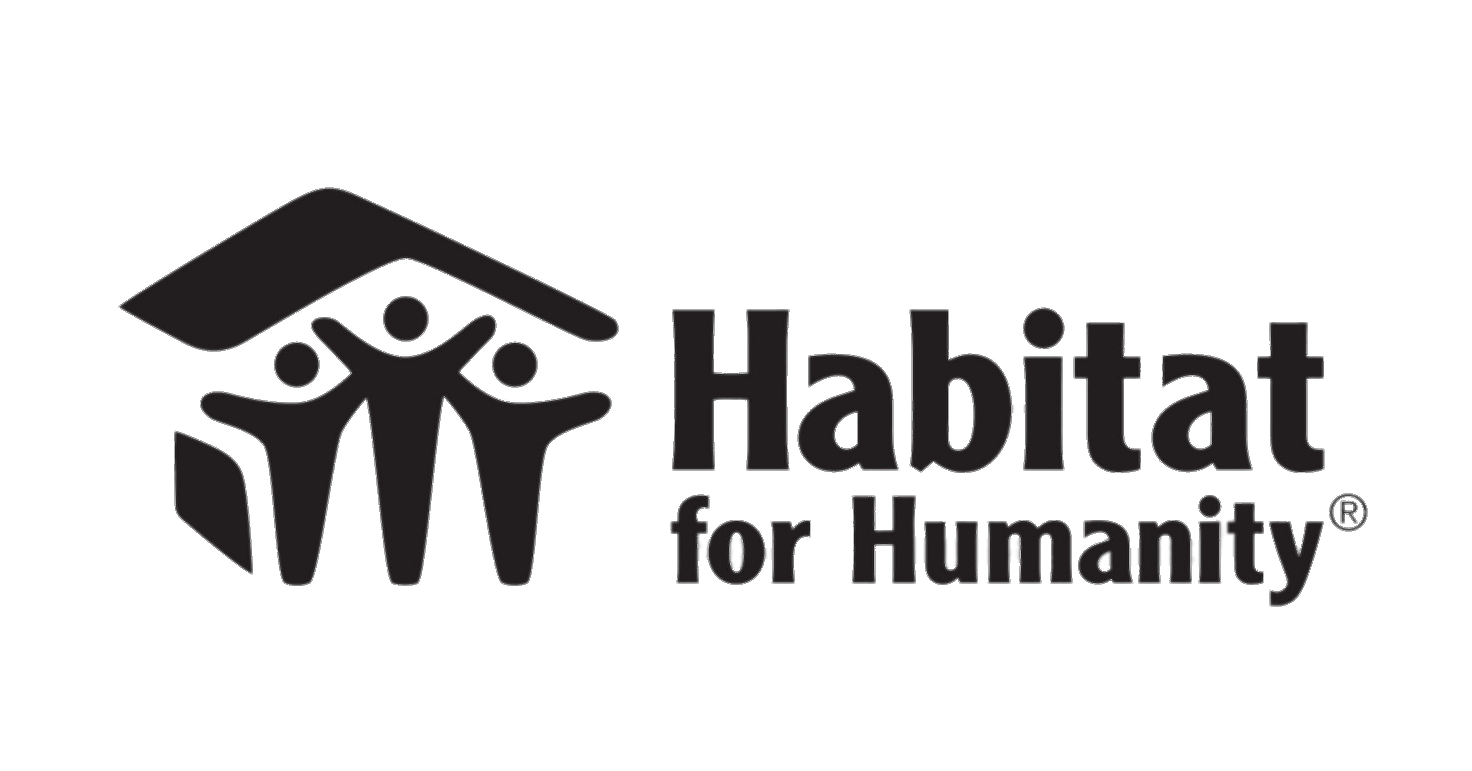 A black and white logo for habitat for humanity.