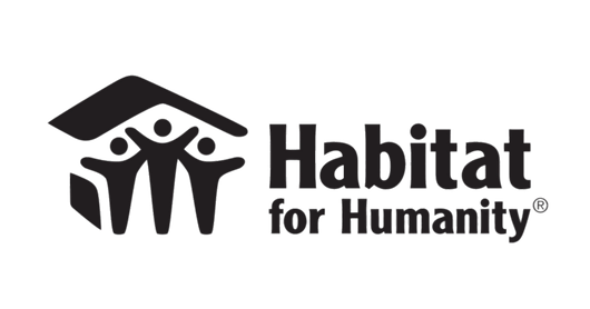A black and white logo for habitat for humanity.