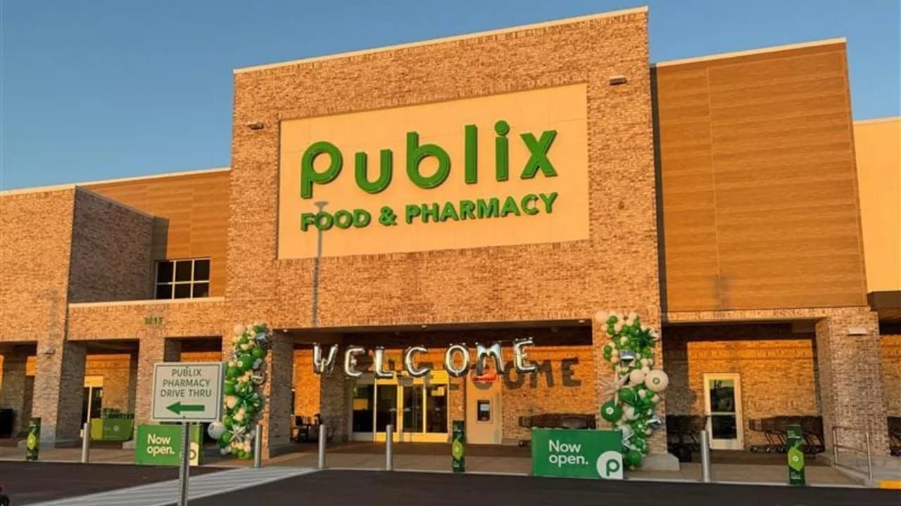 A flat, single-story retail building with a