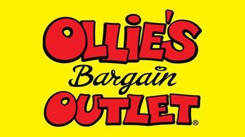 The logo for ollie 's bargain outlet is on a yellow background.