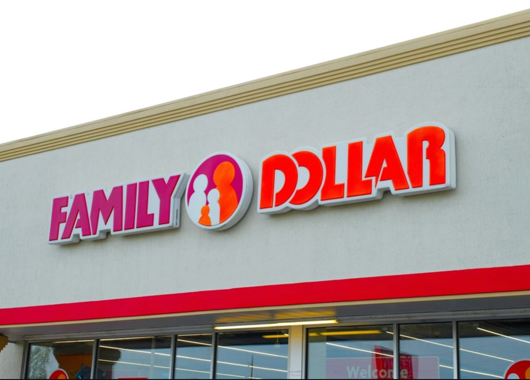 A flat, single-story retail building with a
