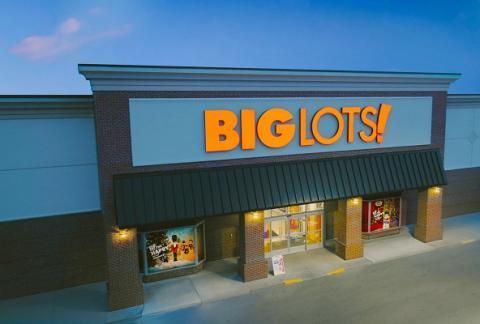 An aerial view of a big lots store at night