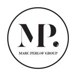 A black and white logo for marc perlof group