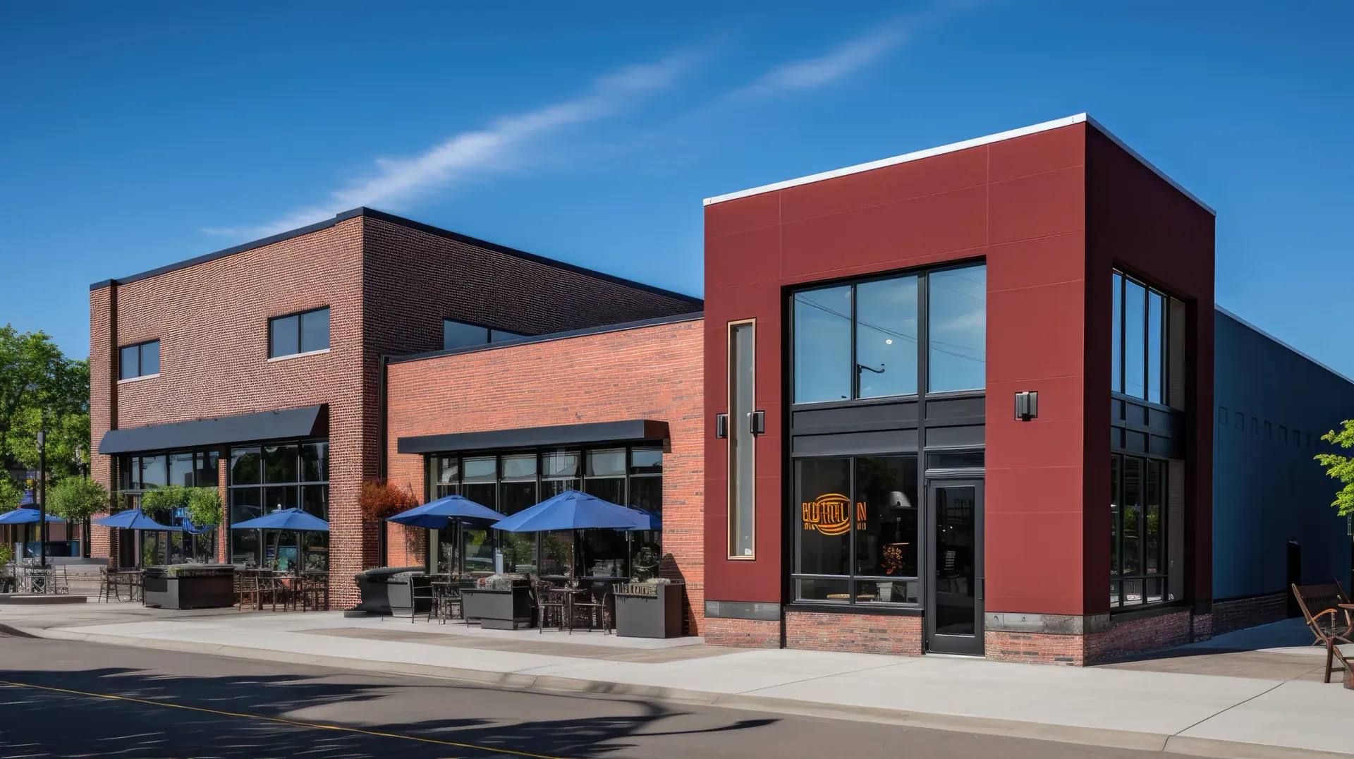 A blurred image of a city street with people walking down it.