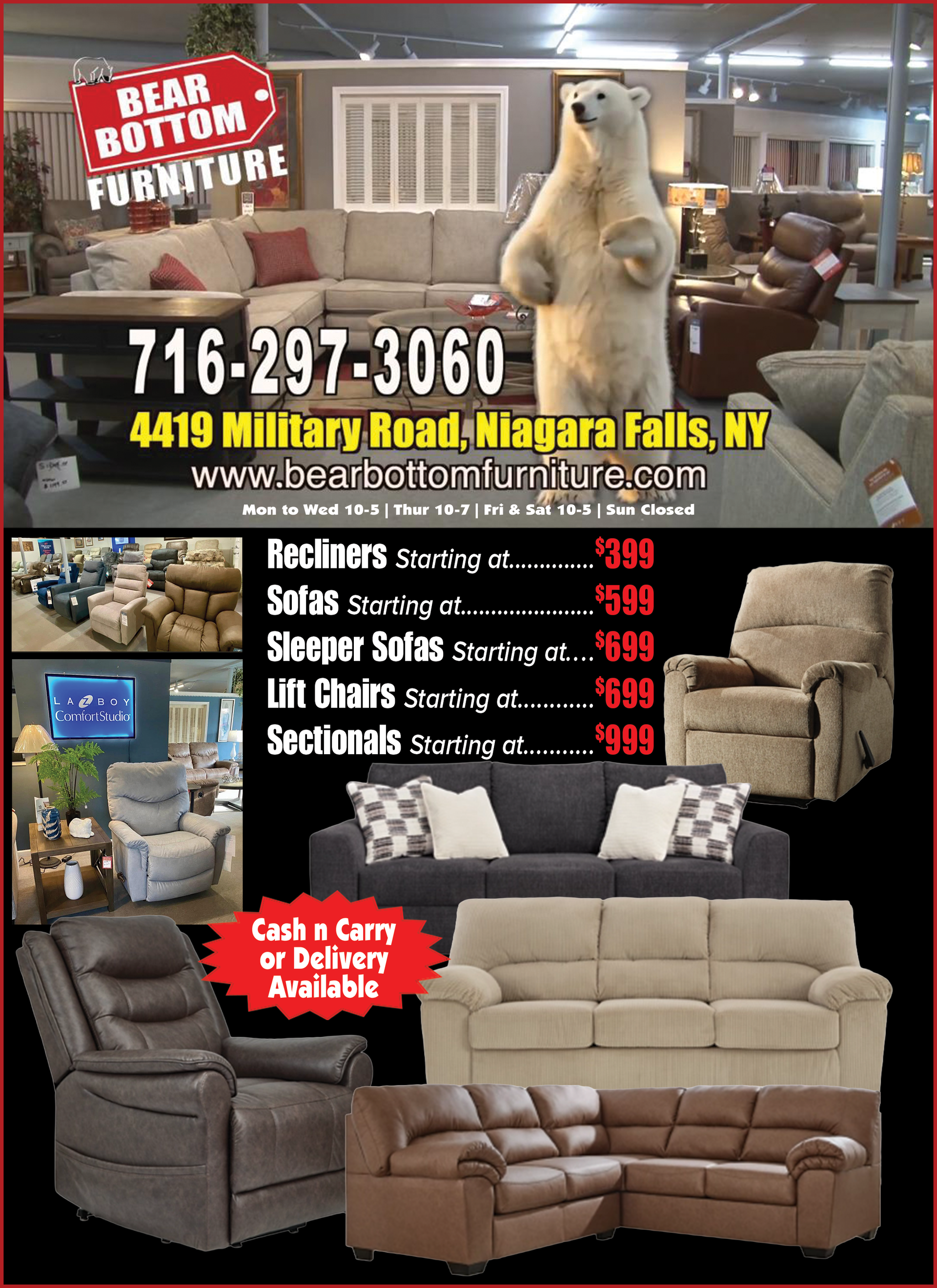 A flyer for la z boy comfort studio advertising savings