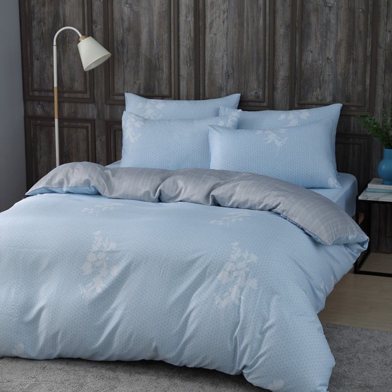 床包組【麻葉藍】皇家系列｜200織｜53%萊賽爾｜台灣製｜單品｜含枕套｜米力家居 MilliHome