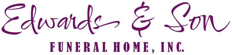 Edwards & Son Funeral Home, Inc. logo in purple script.