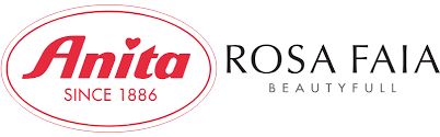 A red and white logo for anita rosa faia