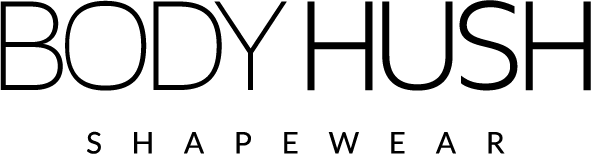 A black and white logo for body hush shapewear.